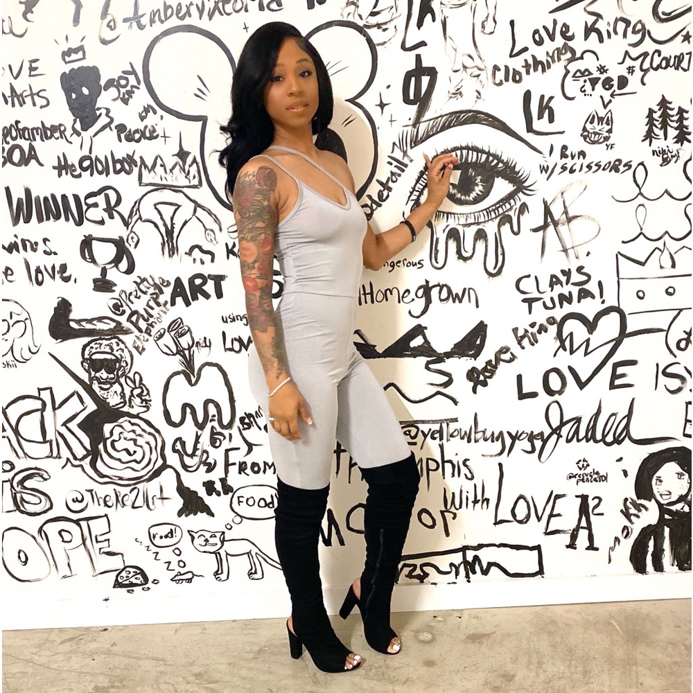 Grey bodycon jumpsuit